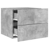 ZNTS Wall-mounted Bedside Cabinet with LED Lights Concrete Gery 836818