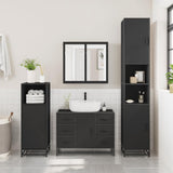 ZNTS 2 Piece Bathroom Furniture Set Black Engineered Wood 3300900