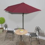 Balcony Parasol with Aluminium Pole Bordeaux Red 270x144x222 cm Half 312498