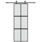 Sliding Door Black 76x205 cm Tempered Glass and Aluminium 155207
