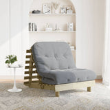 Futon Sofa Bed with Mattress 80x206x11 cm Impregnated Wood Pine 846760