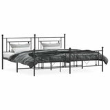 Metal Bed Frame without Mattress with Footboard Black 193x203cm 374363