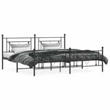 Metal Bed Frame without Mattress with Footboard Black 193x203cm 374363
