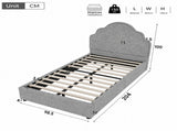 Scalloped Upholstered Kids Bed Frame 3FT Single - Princess Style Bed with Curved N606P480970G