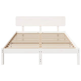 Bed Frame with Headboard White 160 x 200 cm Solid Pine Wood 872099