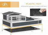 Tortoise House 3-Room with 2 Stories, Ladder, Balcony, Tray, Openable Roof, 59H x 112L x 65Wcm, Grey T3398P349998