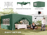 3 x 3m Pop-Up Gazebo Shelter, with Accessories - Dark Green T3398P317803