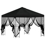 Garden Gazebo with Sidewalls 3 x 3 m Black Polyester and Steel 900346