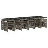 17 Piece Garden Dining Set with Cushions Grey Poly Rattan 3211724