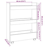 ZNTS Narrow Storage Trolley 3 Tier Sonoma Oak Engineered Wood 855252