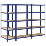 5-Layer Storage Shelves 3 pcs Blue Steel&Engineered Wood 3307606