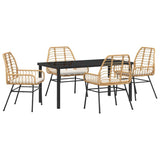 Garden Dining Set 5 pcs Brown Poly Rattan 3380865