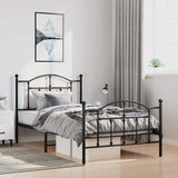 Metal Bed Frame without Mattress with Footboard Black 100x190cm 353451