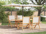 Garden Dining Set Folding 5 pcs Cream White Solid Acacia Wood 3375742