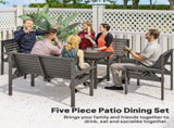 5 Piece Wooden Garden Set for 6, Outdoor Conversation Set with 2 Armchairs, 2 Loveseats and T3398P377595