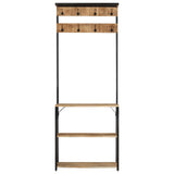 Coat Rack with Shoe Storage 68x30x182 cm Solid Rough Mango Wood 372737