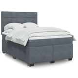 Box Spring Bed with Mattress Dark Grey 140x190 cm Velvet 3290907