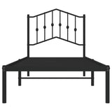 Metal Bed Frame without Mattress with Headboard Black 90x190cm 373781