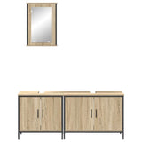 Bathroom Furniture Set with Shelf 3 pcs Brown Engineered wood 3345140