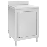 Commercial Kitchen Cabinet with Drainboard Stainless Steel 147228