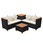 4 Piece Garden Lounge Set with Cushions Poly Rattan Black 43007