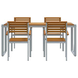 Garden Dining Set 5 pcs Grey and brown Solid acacia wood 3284363