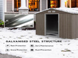 Outsunny 9 x 6ft Steel Garden Shed, Outdoor Storage Tool House with Vents, Foundation and Lockable T3398P314085