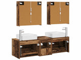 Bathroom Furniture Set 5 pcs Old Wood Engineered Wood and Glass 3406773