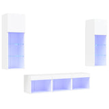 5 Piece TV Wall Units with LED White Engineered Wood 3216597