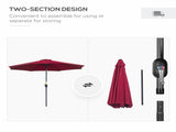 3 Tilting Parasol Garden Umbrellas, Outdoor Sun Shade with 8 Ribs, Tilt and Crank Handle for T3398P318555