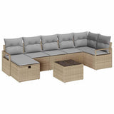 Sofa Set with Cushion 8 pcs Beige and Light Grey Poly Rattan 3359209
