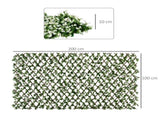 2pc Expanding Garden Trellis, 2 x 1m Faux Decorative Privacy Fence with Artificial Leaves, Privacy T3398P322142
