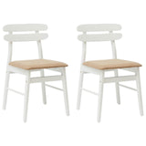 Dining Chair 2 pcs White and Brown Solid Rubber Wood 42020517