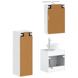 Bathroom Furniture Set 4 pcs White Engineered Wood and Glass 3407415