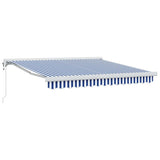 Retractable Awning Blue and white 300 x 250 cm Fabric, Metal 3329908