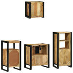 Bathroom Furniture Set with Shelf 4 pcs Brown Solid Mango Wood 3305646