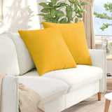 Sofa Pillows 2 pcs Light Yellow 80 x 80 cm Corduroy Fabric 42014081