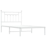 Bed Frame White Powder-Coated Steel Single Bed Frame 353580