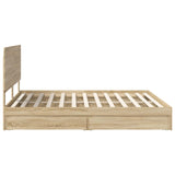 Storage Bed with Drawer Sonoma Oak 200 x 200 cm Engineered Wood 3412653