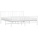 Metal Bed Frame without Mattress with Footboard White 200x200cm 352554