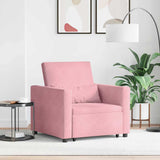 Pull out Sofa Bed Single Light pink 90 x 165 x 87 cm Velvet 42002701