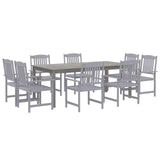9 Piece Garden Dining Set Solid Wood Acacia Grey 3098683