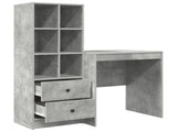 Desk with Drawer with Shelf with Storage 2 pcs Concrete Grey 3337348
