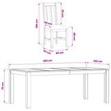 Dining Set 7 pcs Black Solid Oak Wood 3430391