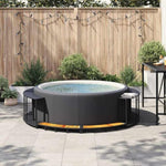 ZNTS Hot Tub Surround with Storage and Wooden Step Black Poly Rattan 365610