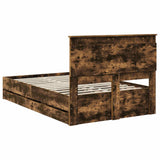 Bed Frame with Drawer Smoked Oak 120 x 190 cm Engineer Wood 3410190