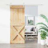 Sliding Door with Hardware Set 80x210 cm Solid Wood Pine 3203267