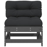 Middle Sofas with Cushions 2 pcs Grey Solid Wood Pine 825578