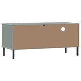 TV Cabinet with Metal Legs Grey Solid Wood Pine OSLO 351022