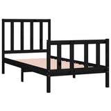 Bed Frame without Mattress Black 75x190 cm Solid Wood 3105189